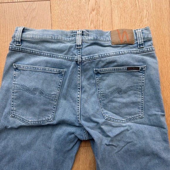 NUDIE JEANS  LEAN DEAN FADED REGULAR-FIT JEANS IN LIGHT BROKEN INDIGO-32 - Picture 7 of 16